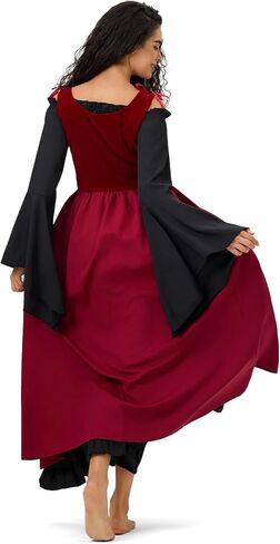 Gothic Renaissance Corset Overdress - Adjustable Medieval Peasant Dress with Pockets for LARP Halloween in Kuwait