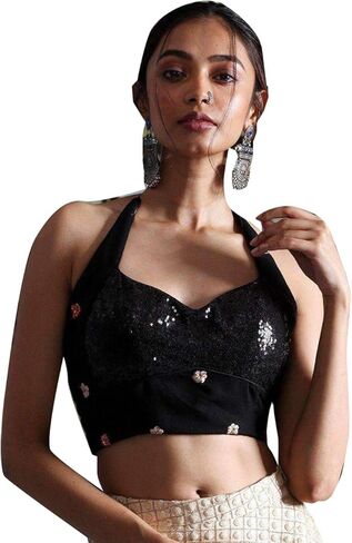Women's Readymade Indian Style Stitched Designer Party Wear Bollywood Padded Blouse for Saree Crop Top Choli in Saudi Arabia
