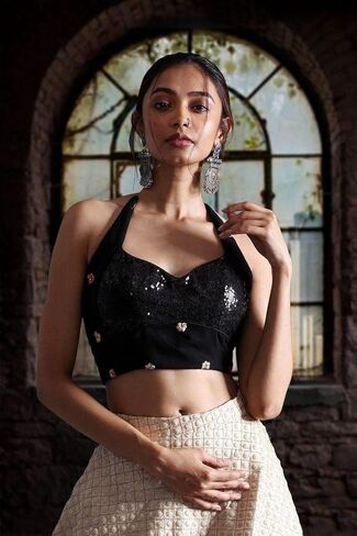 Women's Readymade Indian Style Stitched Designer Party Wear Bollywood Padded Blouse for Saree Crop Top Choli in Saudi Arabia