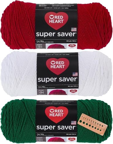 Red Heart - Super Saver Yarn - 3 Balls Assorted Colors (Christmas 1) in Saudi Arabia