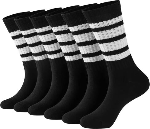 Striped Crew Socks - Retro Sport Socks for Men/Women - Breathable Cotton, Seamless Comfort in Saudi Arabia