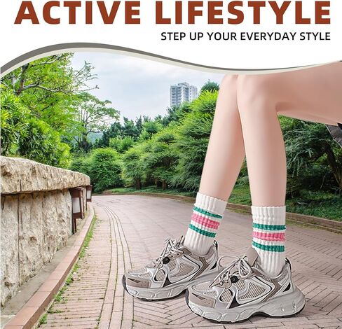 Striped Crew Socks - Retro Sport Socks for Men/Women - Breathable Cotton, Seamless Comfort in Saudi Arabia