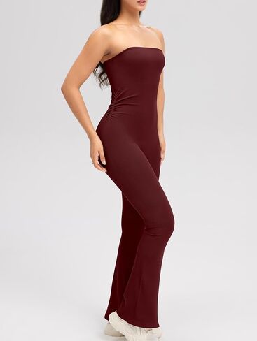 OQQ Womens Jumpsuits Tube Strapless With Removeable Bra One Piece Outfits Ruched Classic-Fit Jumpsuits in Saudi Arabia