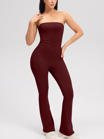 OQQ Womens Jumpsuits Tube Strapless With Removeable Bra One Piece Outfits Ruched Classic-Fit Jumpsuits in Saudi Arabia