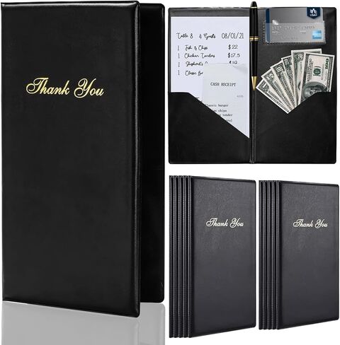 AYSUM 20 Pack Restaurant Check Presenters PVC Leather Check Presenters for Servers 10" x 5.5" Guest Check Card Holder with Gold Thank You Imprint Guest Checkbook for Restaurants Eatery Bar and Cafe in Kuwait
