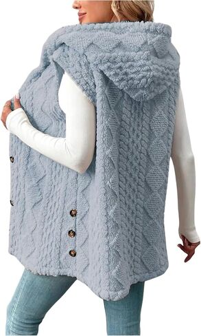 SOLY HUX Women's Button Down Fleece Hooded Outerwear Vests Sleeveless Cardigan Coat Fall Winter Clothes in Saudi Arabia