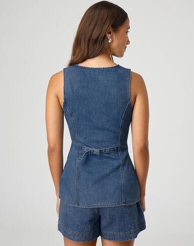 MINTLIMIT Women's Denim 2 Piece Set Casual 2025 Business Sleeveless Jean Blazer Vest Tops and Shorts Outfit Tracksuits in Saudi Arabia