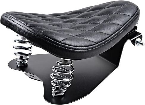Motorcycle 3" Synthetic Leather Diamond Solo Seat w/Springs + Sliding T-Bar + Swivel Bracket Mounting Kit in Saudi Arabia