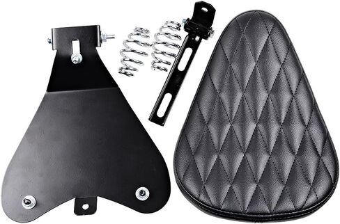 Motorcycle 3" Synthetic Leather Diamond Solo Seat w/Springs + Sliding T-Bar + Swivel Bracket Mounting Kit in Saudi Arabia