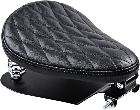 Motorcycle 3" Synthetic Leather Diamond Solo Seat w/Springs + Sliding T-Bar + Swivel Bracket Mounting Kit in Saudi Arabia