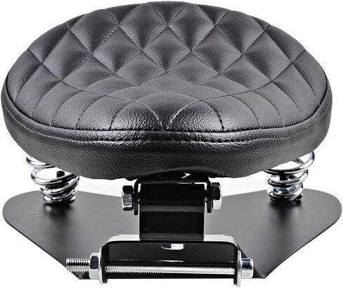 Motorcycle 3" Synthetic Leather Diamond Solo Seat w/Springs + Sliding T-Bar + Swivel Bracket Mounting Kit in Saudi Arabia