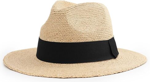 قبعة Raffia Straw Fedora للنساء والرجال ، الحماية من أشعة الشمس على الشاطئ الصيفي ، تصميم قابل للتعديل قابل للتعديل in Kuwait