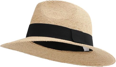 قبعة Raffia Straw Fedora للنساء والرجال ، الحماية من أشعة الشمس على الشاطئ الصيفي ، تصميم قابل للتعديل قابل للتعديل in Kuwait