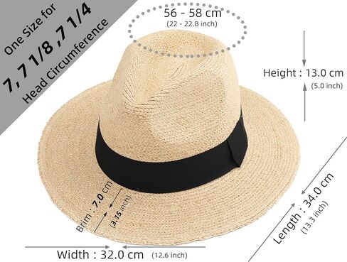 قبعة Raffia Straw Fedora للنساء والرجال ، الحماية من أشعة الشمس على الشاطئ الصيفي ، تصميم قابل للتعديل قابل للتعديل in Kuwait