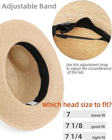 قبعة Raffia Straw Fedora للنساء والرجال ، الحماية من أشعة الشمس على الشاطئ الصيفي ، تصميم قابل للتعديل قابل للتعديل in Kuwait