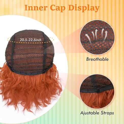 النساء القصيرة البرتقالية مجعد البارلي Cosplay Cosplay مع إكسسوارات برتقالية 7pcs مجموعة (نظارات ، وشاح ، قلادة طويلة ، سوار ، أقراط ، شعر) in Kuwait