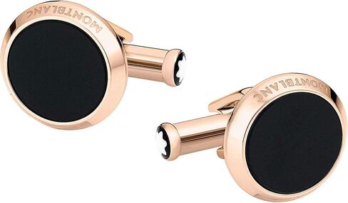 MONTBLANC Cufflinks, Stainless Steel Round, Rose Gold PVD Finish, Onix 116663 in Saudi Arabia