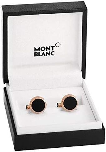 MONTBLANC Cufflinks, Stainless Steel Round, Rose Gold PVD Finish, Onix 116663 in Saudi Arabia