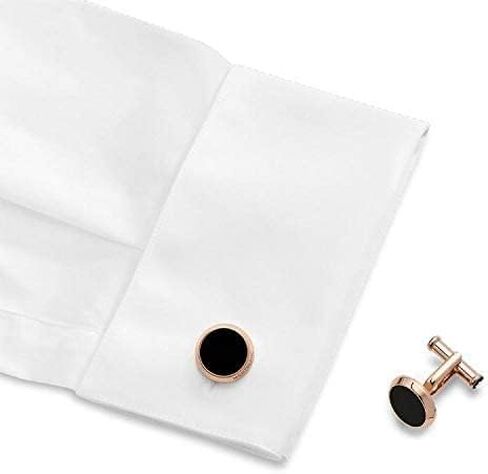 MONTBLANC Cufflinks, Stainless Steel Round, Rose Gold PVD Finish, Onix 116663 in Saudi Arabia