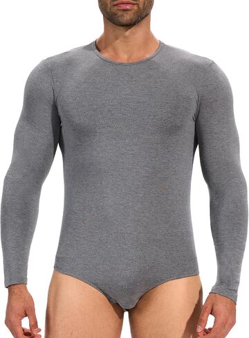 MISS MOLY Mens Long Sleeve Bodysuit Pajamas One Piece Crew Neck Romper Body Suit Basic Onesie Shirt in Saudi Arabia
