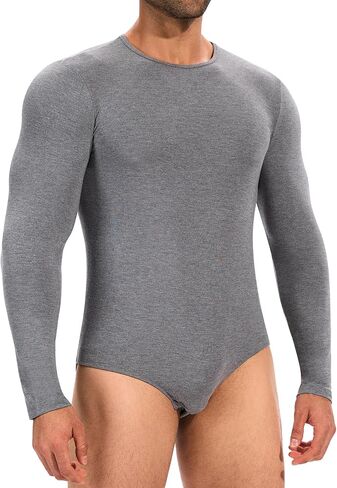 MISS MOLY Mens Long Sleeve Bodysuit Pajamas One Piece Crew Neck Romper Body Suit Basic Onesie Shirt in Saudi Arabia