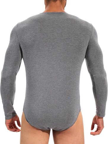 MISS MOLY Mens Long Sleeve Bodysuit Pajamas One Piece Crew Neck Romper Body Suit Basic Onesie Shirt in Saudi Arabia