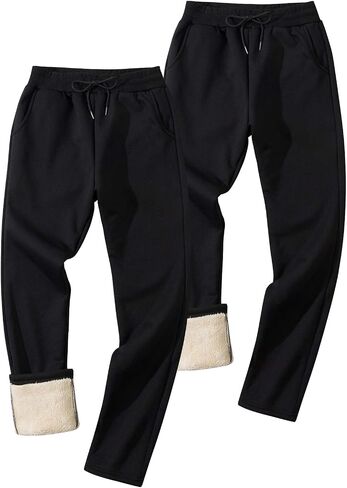 Gihuo 2 Pack Mens Fleece Lined Sweatpants–Warm Thick Mens Sweatpants with Pockets, Winter Pants for Men, Jogger Workout in Saudi Arabia