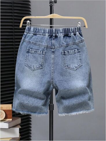 GORGLITTER Boy's Denim Shorts Jorts Ripped Destroyed High Frayed Hem Distressed Jean Shorts in Saudi Arabia