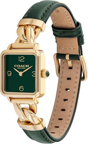 Coach Women's Cass 2H Quartz Watch, Square Case, Genuine Leather Strap, Contemporary Design for Her in Saudi Arabia