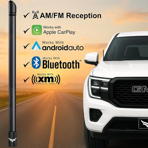 EcoAuto Truck Antenna for All Chevy & GMC Truck Model Years - Chevy Silverado 1500 Accessories (2014+) - Car Wash Safe Antenna for Truck - Chevy Colorado Accessories for Men - (12 Inch) in Saudi Arabia