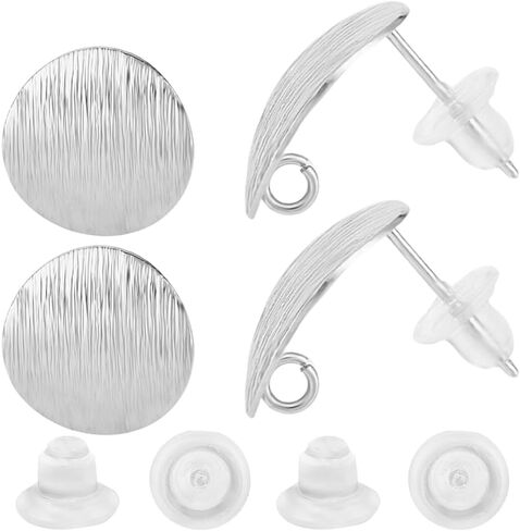 Beebeecraft 1 Box 20Pcs 2 Colors Flat Round Stud Earring Findings 18K Gold & Platinum Plated Oval Smooth Studs Posts with Loop and 20Pcs Ear Nuts for DIY Earrings Jewellery Making in Saudi Arabia