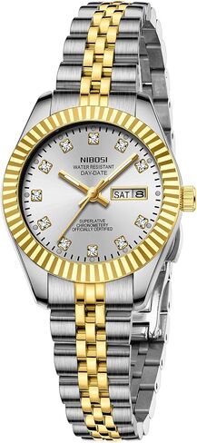NIBOSI Watches for Women Analog Quartz Stainless Steel Dial with Day Date Luminous Waterproof Dainty Classic Luxury Diamond Elegant Dress Women's Watch for Small Wrists in Kuwait