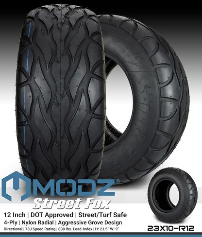Modz® Street Fox 23x10-R12 Radial Dot Golf Cart Cart Street Low Lows (4-ply)-مجموعة من أربعة in Kuwait