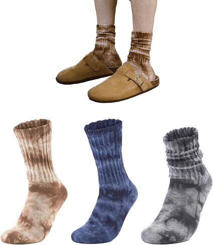 Womens/Men Crew Slouch Socks-Thick Seamless Cotton Cozy Mid Calf Tube Tie Dye Slouchy Novelty Winter Socks 6-11 in Kuwait