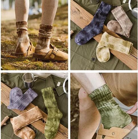 Womens/Men Crew Slouch Socks-Thick Seamless Cotton Cozy Mid Calf Tube Tie Dye Slouchy Novelty Winter Socks 6-11 in Kuwait