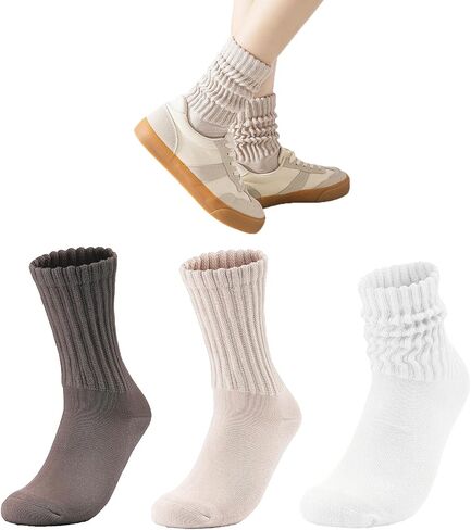 Womens/Men Crew Slouch Socks-Thick Seamless Cotton Cozy Mid Calf Tube Tie Dye Slouchy Novelty Winter Socks 6-11 in Kuwait