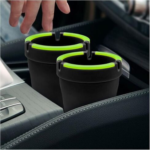 2PCS Smokeless Car Ashtray, Glow In The Dark Smellproof Cup Holder Ashtray with Lid, Multifunction Portable Auto Interior Ash Trash Holder for Keep Tidy, Universal for Cars, Truck, SUV (Pink) in Kuwait