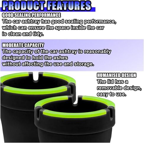 2PCS Smokeless Car Ashtray, Glow In The Dark Smellproof Cup Holder Ashtray with Lid, Multifunction Portable Auto Interior Ash Trash Holder for Keep Tidy, Universal for Cars, Truck, SUV (Pink) in Kuwait
