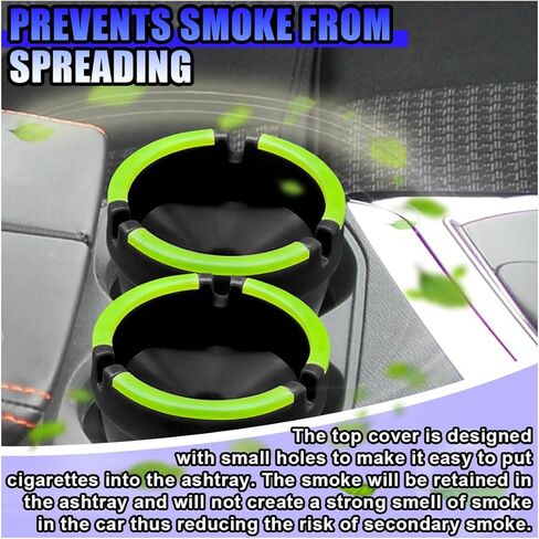 2PCS Smokeless Car Ashtray, Glow In The Dark Smellproof Cup Holder Ashtray with Lid, Multifunction Portable Auto Interior Ash Trash Holder for Keep Tidy, Universal for Cars, Truck, SUV (Pink) in Kuwait
