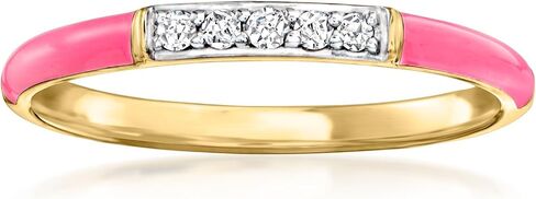 Ross-Simons Pink Enamel Ring With Diamonds in 18kt Gold Over Sterling in Saudi Arabia