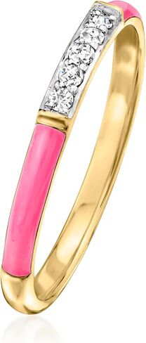 Ross-Simons Pink Enamel Ring With Diamonds in 18kt Gold Over Sterling in Saudi Arabia