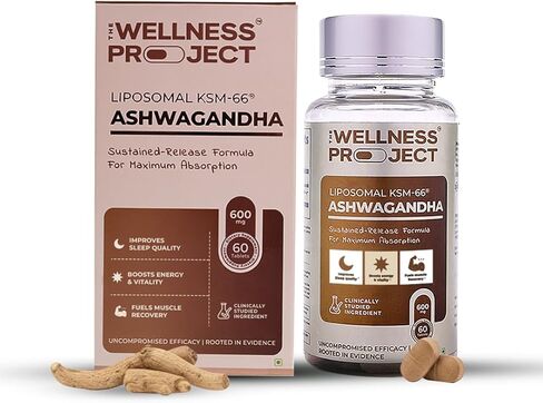 مشروع العافية (TWP Liposomal KSM-66® Ashwagandha 600mg (استخراج الجذر فقط)-إمدادات شهرين | يدعم الهدوء والطاقة والاسترخاء | يأتي مع شهادة التحليل | 60 قرصًا (حزمة 3) in Kuwait