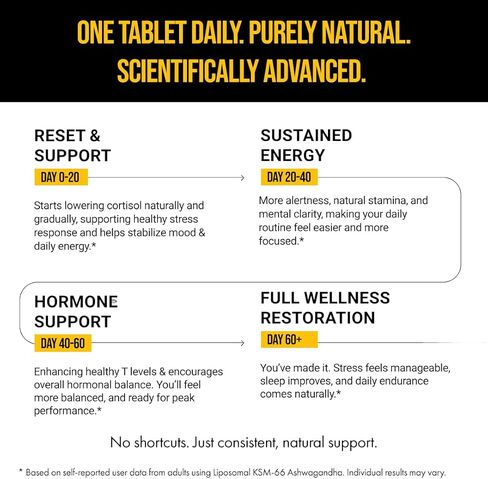 مشروع العافية (TWP Liposomal KSM-66® Ashwagandha 600mg (استخراج الجذر فقط)-إمدادات شهرين | يدعم الهدوء والطاقة والاسترخاء | يأتي مع شهادة التحليل | 60 قرصًا (حزمة 3) in Kuwait