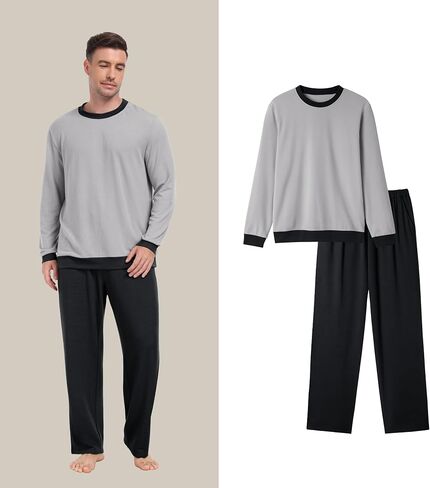 Prinstory Men Pajama يضع ملابس النوم PJS ناعمة ومريحة للملابس الليلية من قطعتين مع جيوب S-2XL in Saudi Arabia
