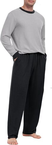 Prinstory Men Pajama يضع ملابس النوم PJS ناعمة ومريحة للملابس الليلية من قطعتين مع جيوب S-2XL in Saudi Arabia