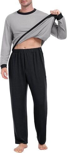 Prinstory Men Pajama يضع ملابس النوم PJS ناعمة ومريحة للملابس الليلية من قطعتين مع جيوب S-2XL in Saudi Arabia