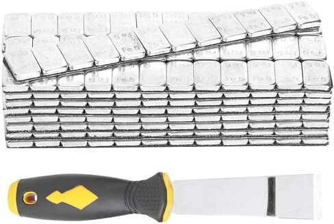 Wheel Balance Weights, Qiilu 5g/0.18oz x 25Strips 60g/2.12oz Adhesive Stick on Wheel Weights Tire Balance Weights With Shovel in Saudi Arabia