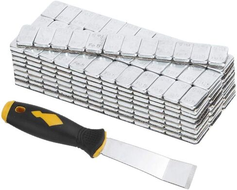 Wheel Balance Weights, Qiilu 5g/0.18oz x 25Strips 60g/2.12oz Adhesive Stick on Wheel Weights Tire Balance Weights With Shovel in Saudi Arabia