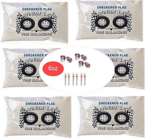 Checkered Flag Tire Balancing Beads - Internal Tire Balance Balls 6-Pack of 6oz Bags - TPMS-Safe Wheel Balance for Motorcycle, Semi Truck, Offroad, Trailer Tires - 2mm Ceramic Compound in Saudi Arabia