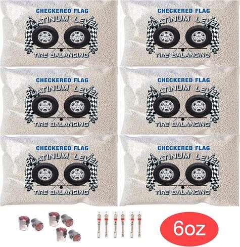 Checkered Flag Tire Balancing Beads - Internal Tire Balance Balls 6-Pack of 6oz Bags - TPMS-Safe Wheel Balance for Motorcycle, Semi Truck, Offroad, Trailer Tires - 2mm Ceramic Compound in Saudi Arabia